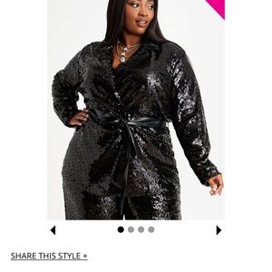 Ashley Stewart plus size Faux Leather Belt Sequin Jacket NWT 22/24